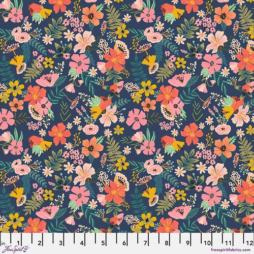 Patchwork Baumwolle - Mia Charro - Gardenara Night - Blue - Floral Pets